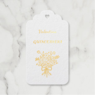 Elegantes Quinceañera-Blumenbouquet   Rosa & Weiß  Geschenkanhänger