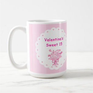 Elegantes Quinceañera-Blumenbouquet Rosa & Weiß Kaffeetasse