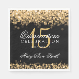 Elegantes Quinceanera Party Gold Lights Serviette
