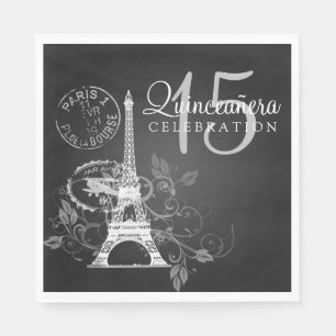 Elegantes Quinceanera Party-Paris-Schwarzes Serviette