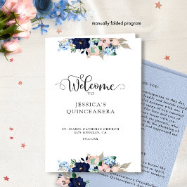 Elegantes Quinceanera-Programm in Blau und Rosa