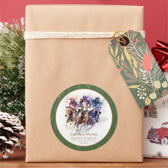 Elegantes Race Horse Derby Party Reiten Runder Aufkleber (Feiertag)