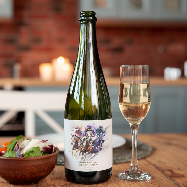 Elegantes Race Horse Derby Party Reiten Weinetikett (Saddle up for a Winning Toast: Derby-inspired Wine Labels!)
