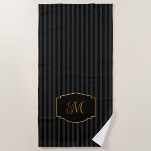 Elegantes, raffiniertes gestreiftes Monogramm Strandtuch