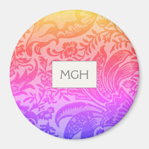 Elegantes Rainbow Botanisches Monogramm Magnet