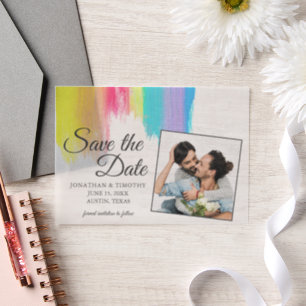 Elegantes Rainbow Couple Foto Save the Date