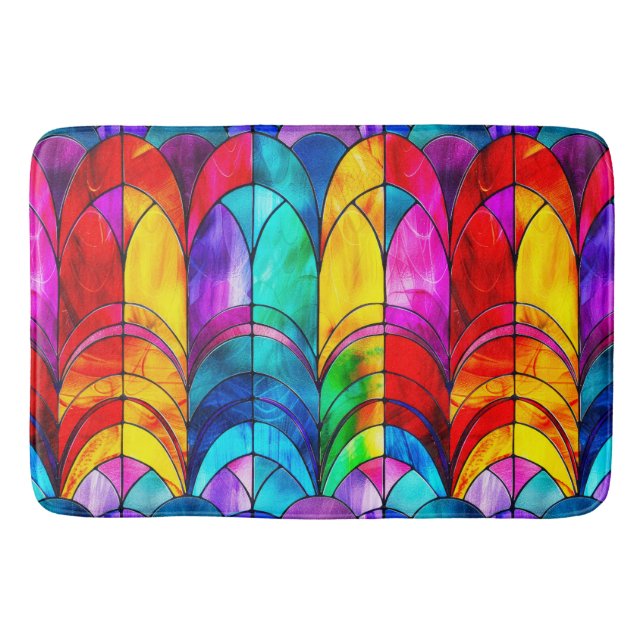 Elegantes Rainbow-gestanztes Glasmuster Badematte (Vorderseite)