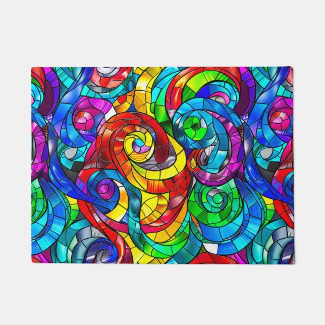 Elegantes Rainbow-gestanztes Glasmuster Fußmatte (Vorderseite)