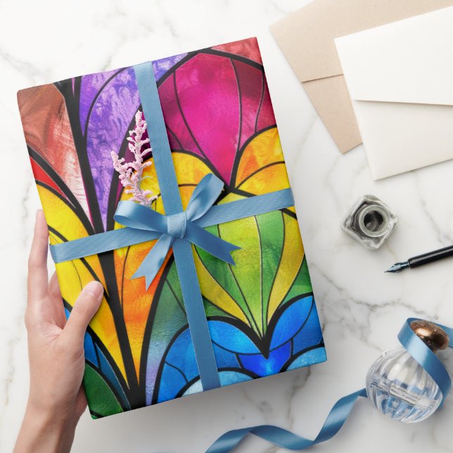 Elegantes Rainbow-gestanztes Glasmuster Geschenkpapier (Schenken)