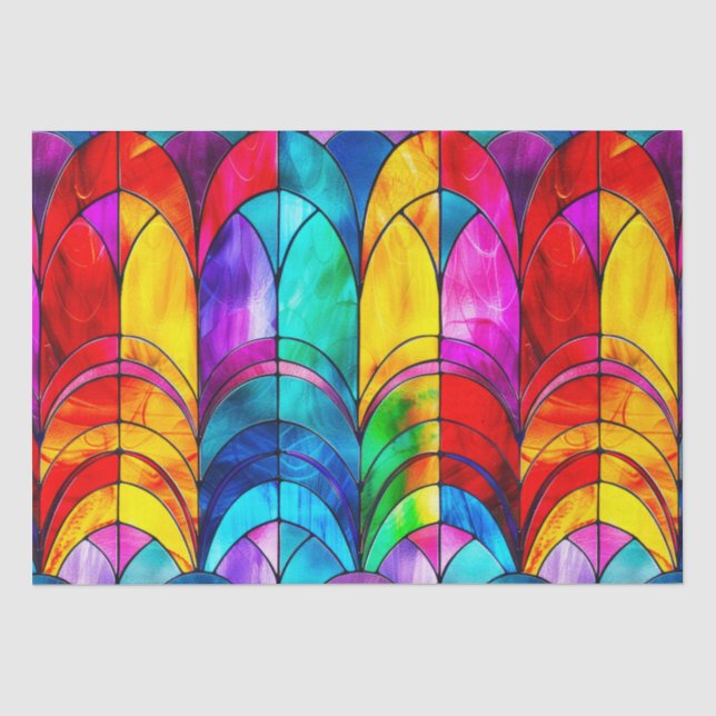 Elegantes Rainbow-gestanztes Glasmuster Seidenpapier (Vorderseite)