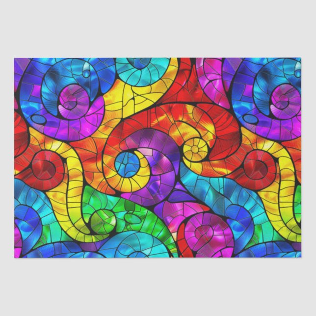 Elegantes Rainbow-gestanztes Glasmuster Seidenpapier (Vorderseite)