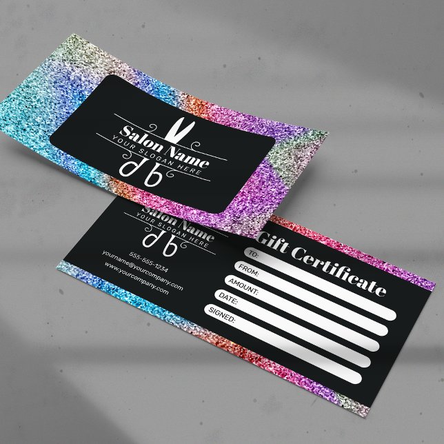 Elegantes Rainbow Glitzer Salon Geschenkgutschein (Von Creator hochgeladen)