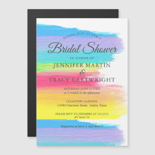 Elegantes Rainbow Two Brides Lesbian Brautparty Magneteinladung