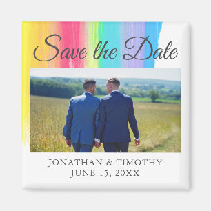 Elegantes Rainbow-Verlobung-Foto Save the Date Magnet