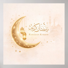 Elegantes Ramadan Kareem Halbmond & Laterne Isl Poster
