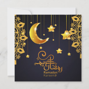 Elegantes Ramadan Mubarak Schwarz Gold Halbmond St Feiertagskarte