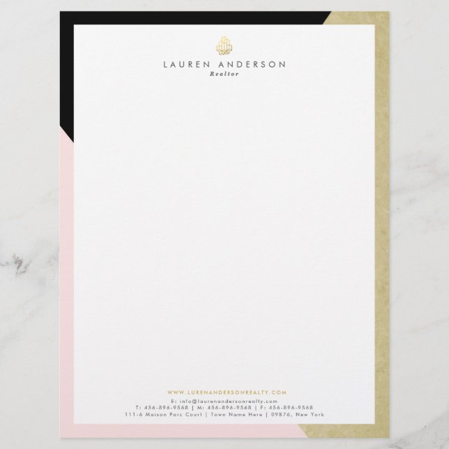 Elegantes Realtor Broker Letterhead Stationär Briefbogen (Vorderseite)