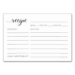 Elegantes Recipe Cards Brautparty Tischnummer