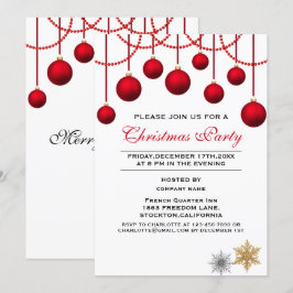 Elegantes Red Bauble Corporate Christmas Party Einladung