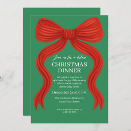 Elegantes Red Bow Christmas Party - Einladung