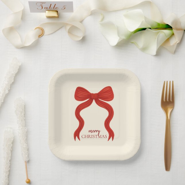 Elegantes Red Bow Christmas Party - Pappteller (Hochzeit)