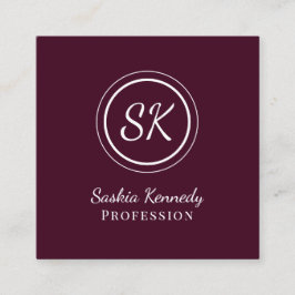 Elegantes Red Brown Script Beruflich Monogram Quadratische Visitenkarte