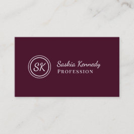 Elegantes Red Brown Script Beruflich Monogram Visitenkarte
