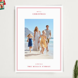 Elegantes Red Christmas Berry Simple Frames 3 Foto Feiertagskarte