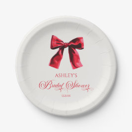 Elegantes Red Coquette Bow Brautparty Pappteller