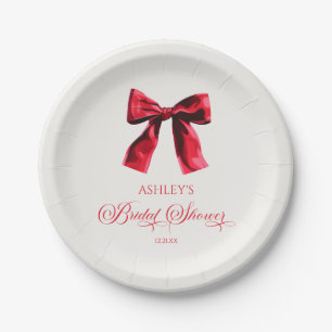 Elegantes Red Coquette Bow Brautparty Pappteller