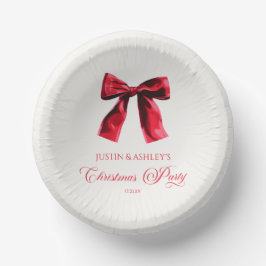 Elegantes Red Coquette Bow Weihnachts-Party Pappteller