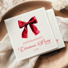 Elegantes Red Coquette Bow Weihnachts-Party Serviette