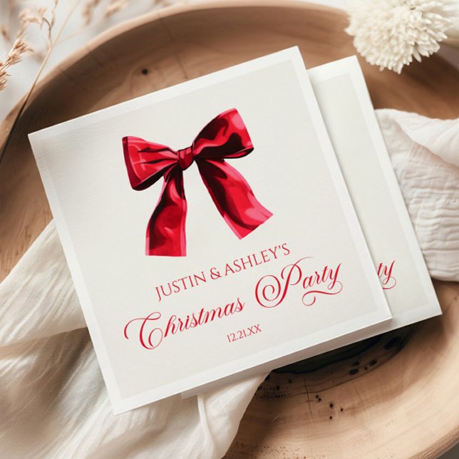 Elegantes Red Coquette Bow Weihnachts-Party Serviette (Von Creator hochgeladen)