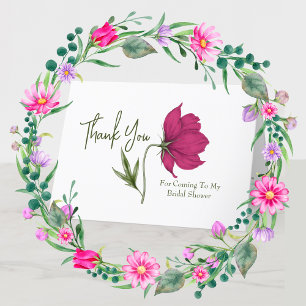 Elegantes Red Floral Cosmos Brautparty Dankeskarte