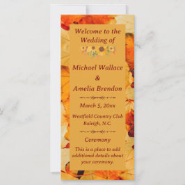Elegantes Red Gold Herbst-Hochzeitsprogramm