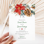 Elegantes Red Green Christmas Brautparty Einladung<br><div class="desc">Erleben Sie eine festliche Feier mit einer eleganten Brautdusche in Rot und Grün. Diese geschmackvoll gestaltete Einladung besticht durch eine farbenfrohe Farbpalette aus tiefroten und üppigen Grüntönen, die durch delikate Urlaubsmotive wie Heilige, Schneeflocken oder Ornamente geprägt ist. Die ausgeklügelte Typografie verleiht dem Ganzen eine Touch von Klasse und schafft eine...</div>