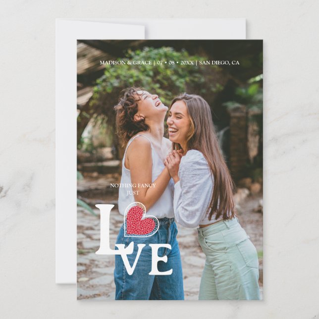 Elegantes Red Heart Foto Extravagante Liebe Quote  Save The Date (Vorderseite)