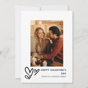 Elegantes Red Hearts Happy Valentine's Day 1 Foto Feiertagskarte