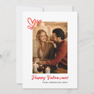 Elegantes Red Hearts Happy Valentine's Day 1 Foto Feiertagskarte