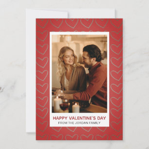 Elegantes Red Hearts Happy Valentine's Day 1 Foto Feiertagskarte