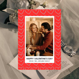 Elegantes Red Hearts Happy Valentine's Day 1 Foto Feiertagskarte