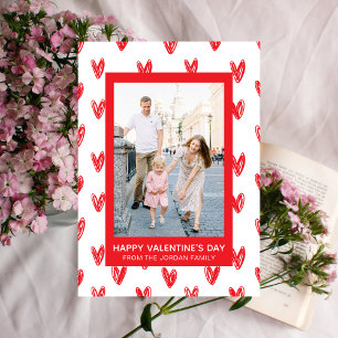 Elegantes Red Hearts Happy Valentine's Day 1 Foto Feiertagskarte