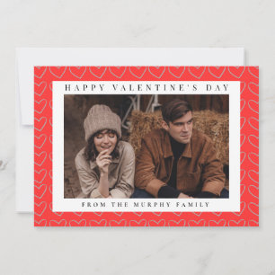 Elegantes Red Hearts Happy Valentine's Day 2 Foto Feiertagskarte