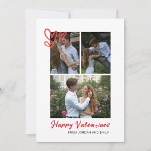 Elegantes Red Hearts Happy Valentine's Day 3 Foto Feiertagskarte