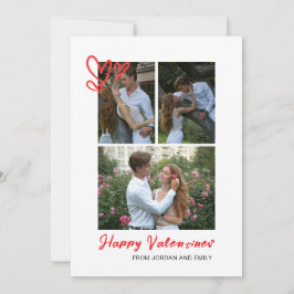 Elegantes Red Hearts Happy Valentine's Day 3 Foto Feiertagskarte