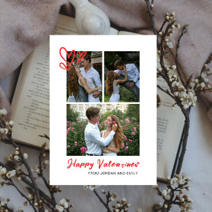 Elegantes Red Hearts Happy Valentine's Day 3 Foto Feiertagskarte