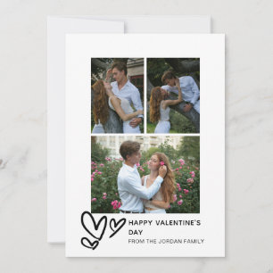 Elegantes Red Hearts Happy Valentine's Day 3 Foto Feiertagskarte