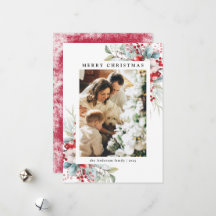 Elegantes Red Holly Berries Frohe Weihnachts-Foto