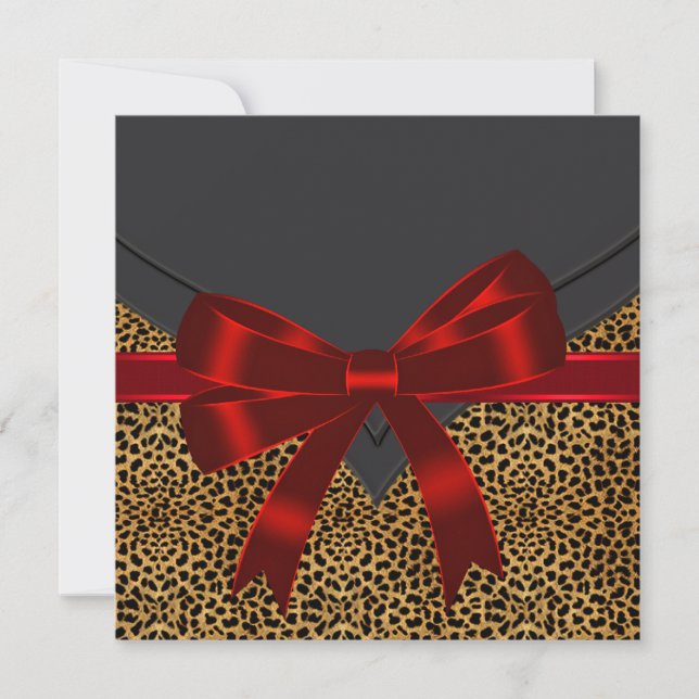 Elegantes Red Leopard Party Einladung (Vorderseite)