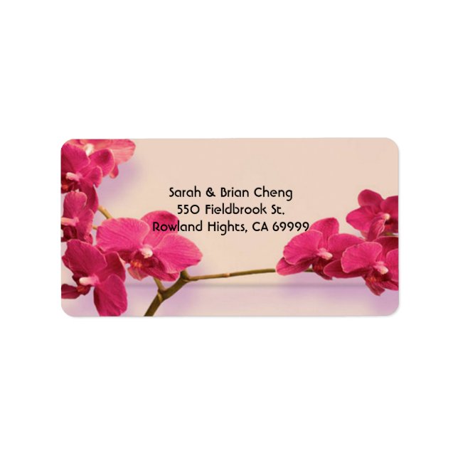 Elegantes Red Orchids Wedding Address Label Adressaufkleber (Vorne)